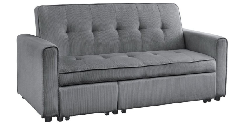 Canapé convertible en angle et lit ROULY gris