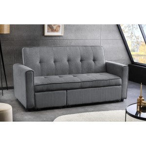 Canapé convertible en angle et lit ROULY gris mis en situation