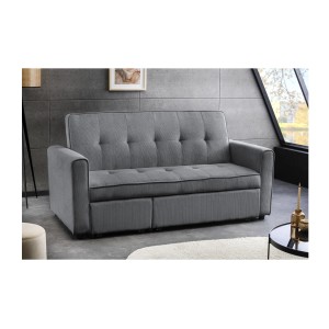 Canapé convertible en angle et lit ROULY gris mis en situation