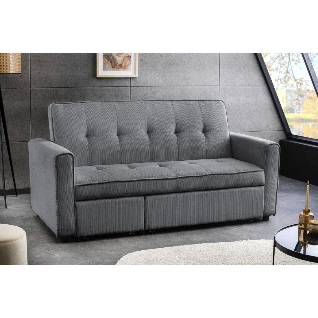Un Rouly Canapé droit modulable ROULY gris 180 cm – canapé convertible en ...
