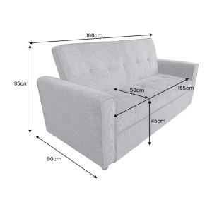 Dimensions du canapé convertible en angle et lit ROULY gris