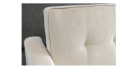 Zoom sur le dossier du canapé convertible en angle ou en lit ROULY blanc côtelé