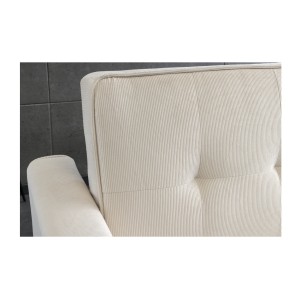 Zoom sur le dossier du canapé convertible en angle ou en lit ROULY blanc côtelé