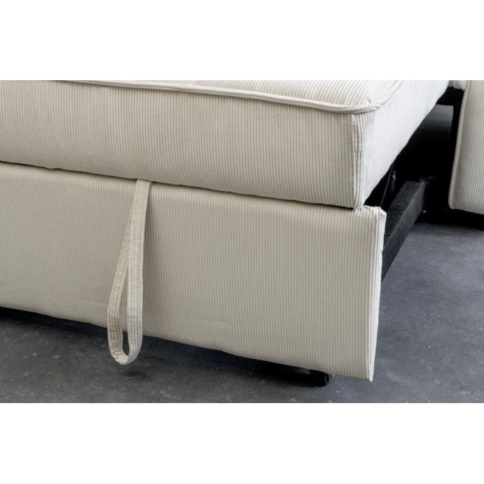 Canapé convertible modulable ROULY blanc 180 cm – Canapé droit, angle ou lit en velours côtelé   Modulaire slaapbank ROULY wit 1