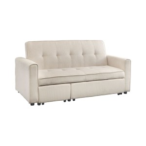 Canapé convertible en angle ou en lit ROULY blanc côtelé