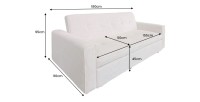 Dimensions du canapé convertible en angle ou en lit ROULY blanc côtelé