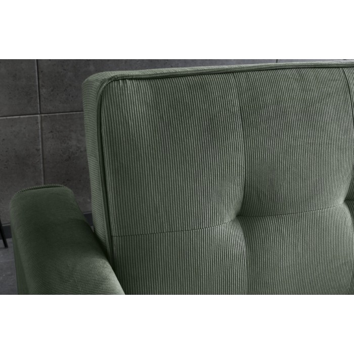 Canapé convertible modulable ROULY groen 180 cm – Rechte bank, hoekbank of bed in ribfluweel