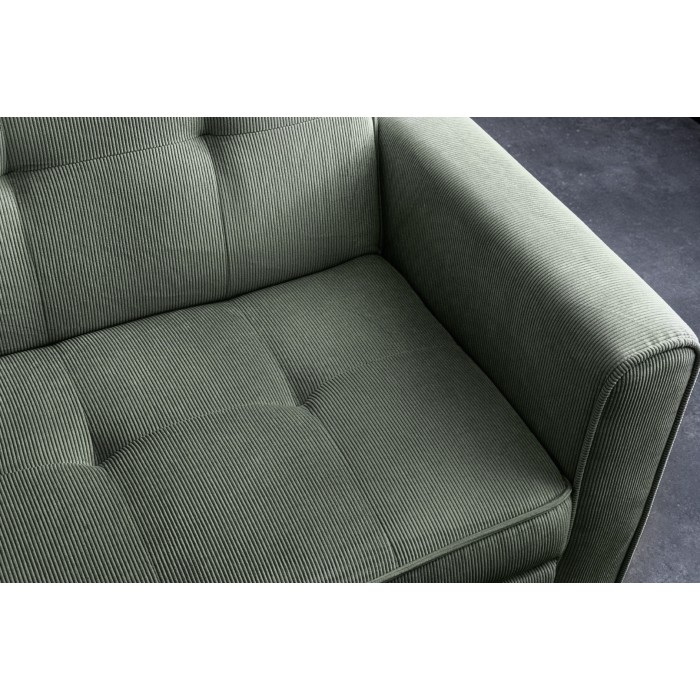 Canapé convertible modulable ROULY groen 180 cm – Rechte bank, hoekbank of bed in ribfluweel