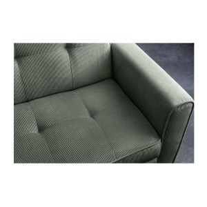 Zoom sur l'assise du canapé convertible en angle et lit ROULY vert