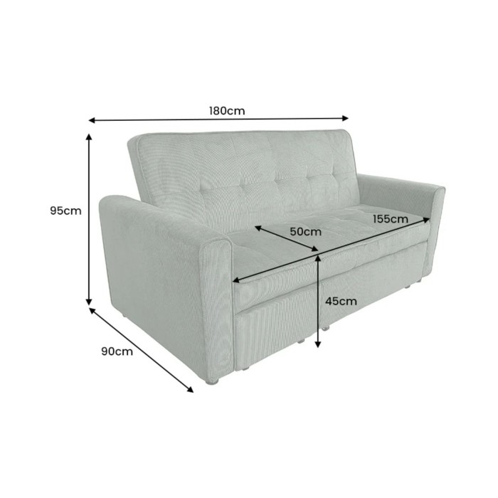 Canapé convertible modulable ROULY groen 180 cm – Rechte bank, hoekbank of bed in ribfluweel