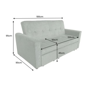 Dimensions du canapé convertible en angle et lit ROULY vert