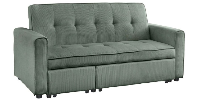 Canapé convertible en angle et lit ROULY vert