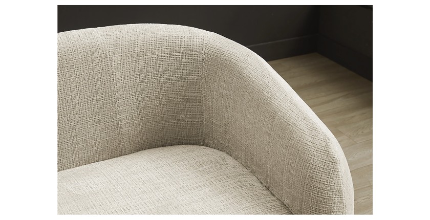 Zoom sur l'angle de l'accoudoir et du dossier du canapé droit NUAGE blanc