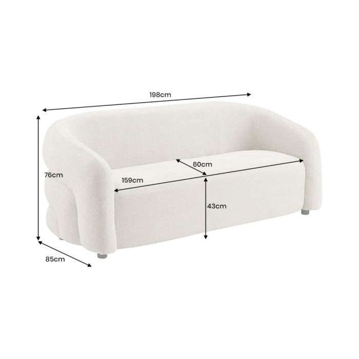 Rechte bank NUAGE wit - Design bank in chenille stof
