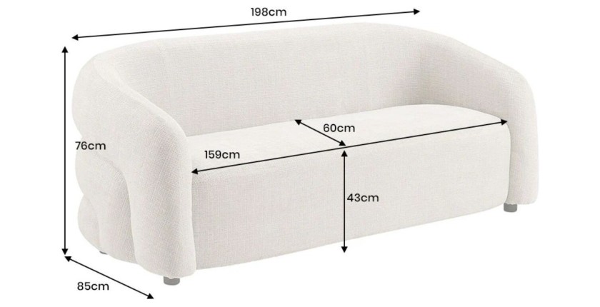 Dimensions du canapé droit NUAGE blanc