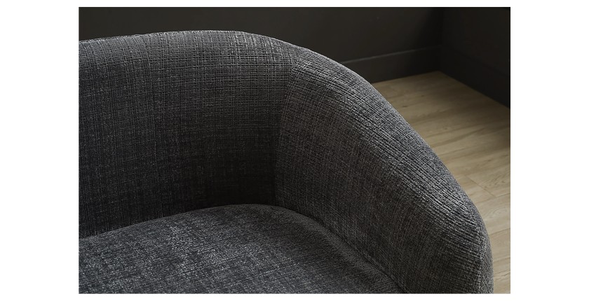 Zoom sur l'angle de l'accoudoir et du dossier du canapé droit NUAGE gris foncé