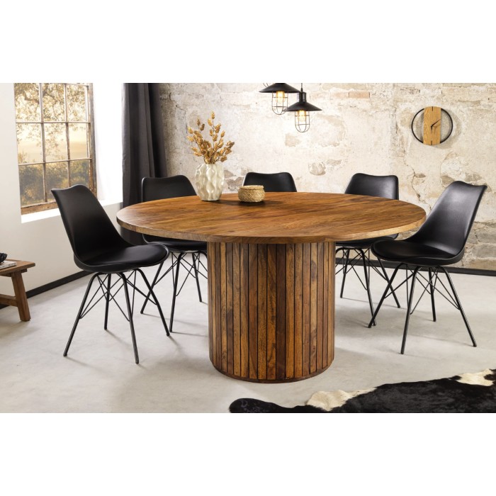Tavolo da pranzo YONA rotondo 120 cm – Tavolo rustico in legno massello di sheesham