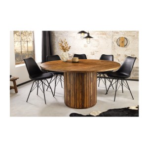 Table de salle à manger YONA ronde 120 cm – Table rustique en bois massif de sheesham