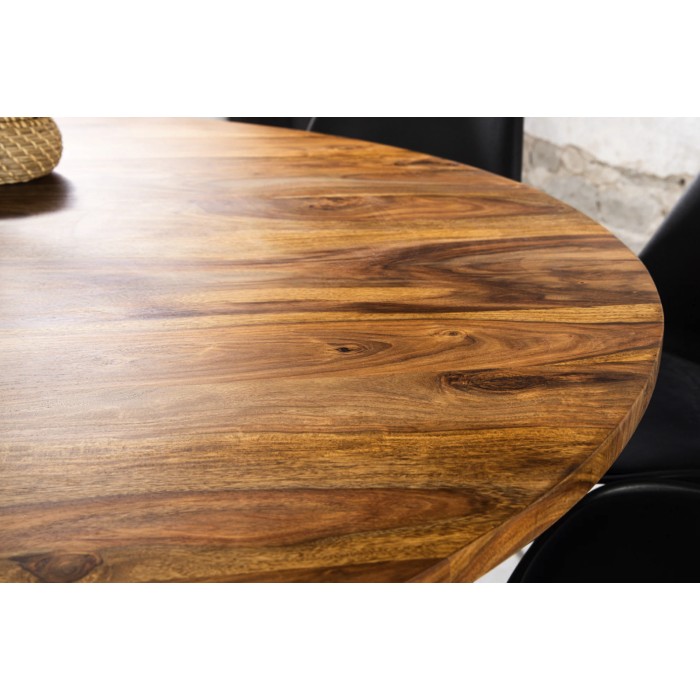 Tavolo da pranzo YONA rotondo 120 cm – Tavolo rustico in legno massello di sheesham