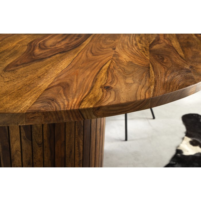 Tavolo da pranzo YONA rotondo 120 cm – Tavolo rustico in legno massello di sheesham