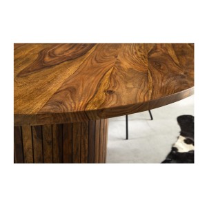 Table de salle à manger YONA ronde 120 cm – Table rustique en bois massif de sheesham