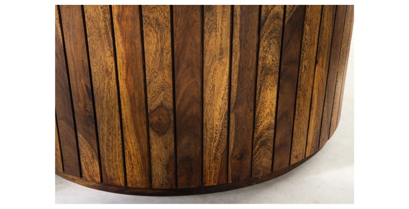 Table de salle à manger YONA ronde 120 cm – Table rustique en bois massif de sheesham