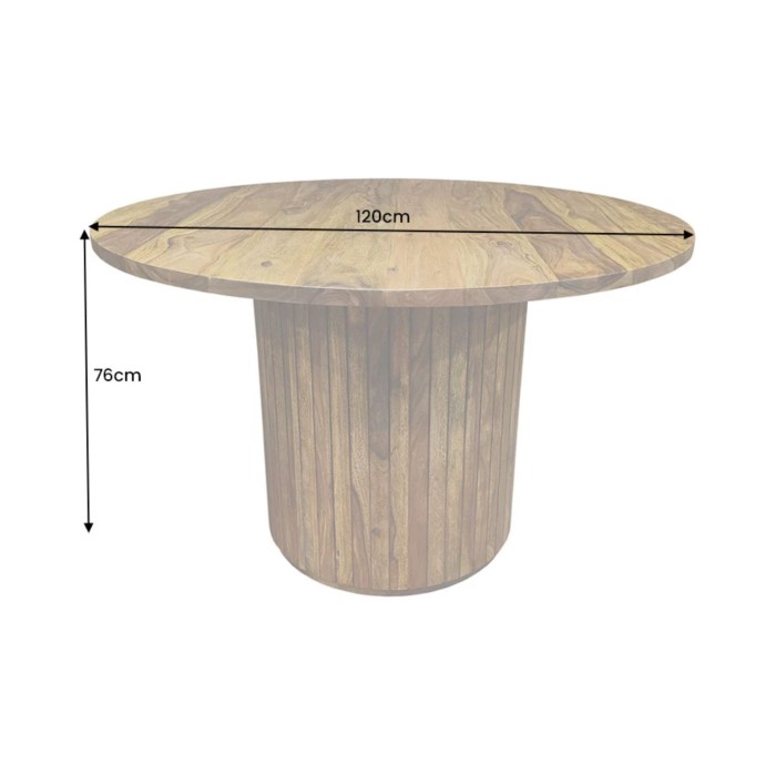 Tavolo da pranzo YONA rotondo 120 cm – Tavolo rustico in legno massello di sheesham