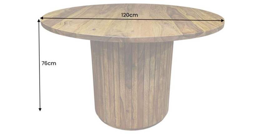 Table de salle à manger YONA ronde 120 cm – Table rustique en bois massif de sheesham