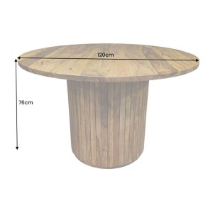 Table de salle à manger YONA ronde 120 cm – Table rustique en bois massif de sheesham