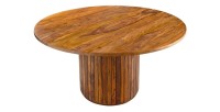 Table de salle à manger YONA ronde 120 cm – Table rustique en bois massif de sheesham