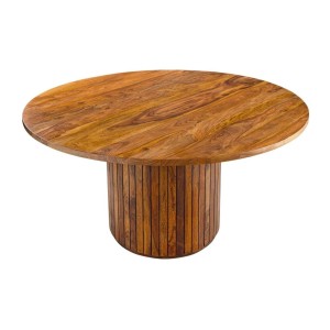 Table de salle à manger YONA ronde 120 cm – Table rustique en bois massif de sheesham
