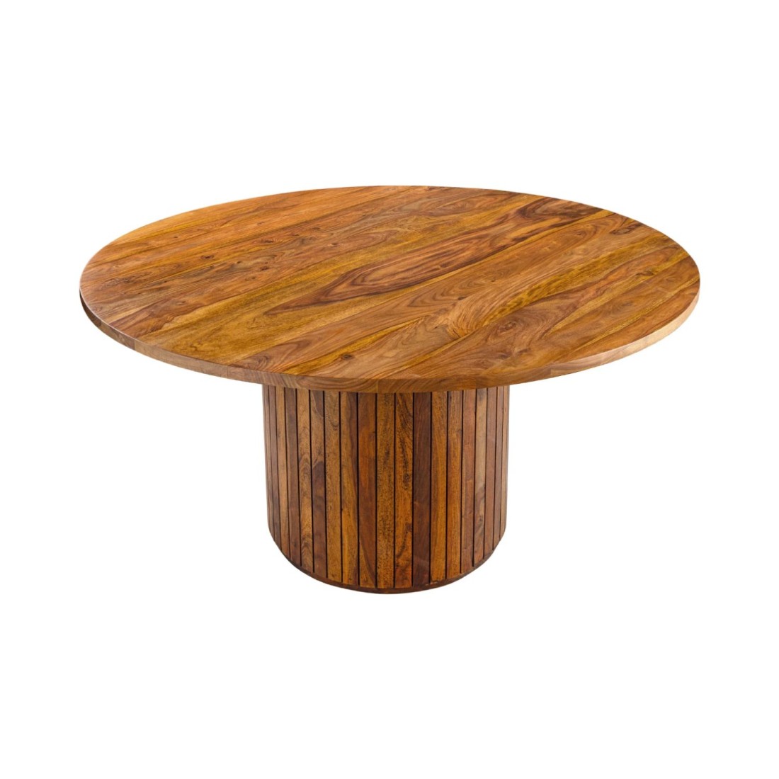 Table de salle à manger YONA ronde 120 cm – Table rustique en bois massif de sheesham