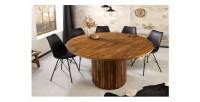 Table de salle à manger YONA ronde 140 cm – Table rustique en bois massif de sheesham