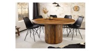 Table de salle à manger YONA ronde 140 cm – Table rustique en bois massif de sheesham