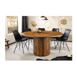 Table de salle à manger YONA ronde 140 cm – Table rustique en bois massif de sheesham