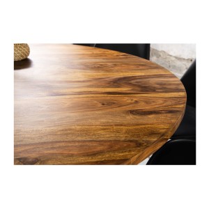 Table de salle à manger YONA ronde 140 cm – Table rustique en bois massif de sheesham