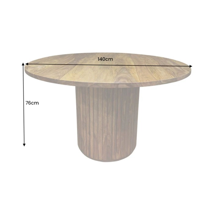 Tavolo da pranzo YONA rotondo 140 cm – Tavolo rustico in legno massello di sheesham