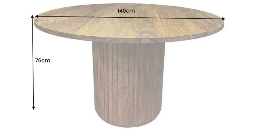 Table de salle à manger YONA ronde 140 cm – Table rustique en bois massif de sheesham