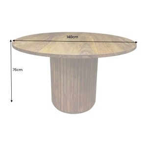 Table de salle à manger YONA ronde 140 cm – Table rustique en bois massif de sheesham
