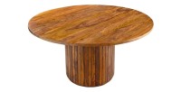 Table de salle à manger YONA ronde 140 cm – Table rustique en bois massif de sheesham