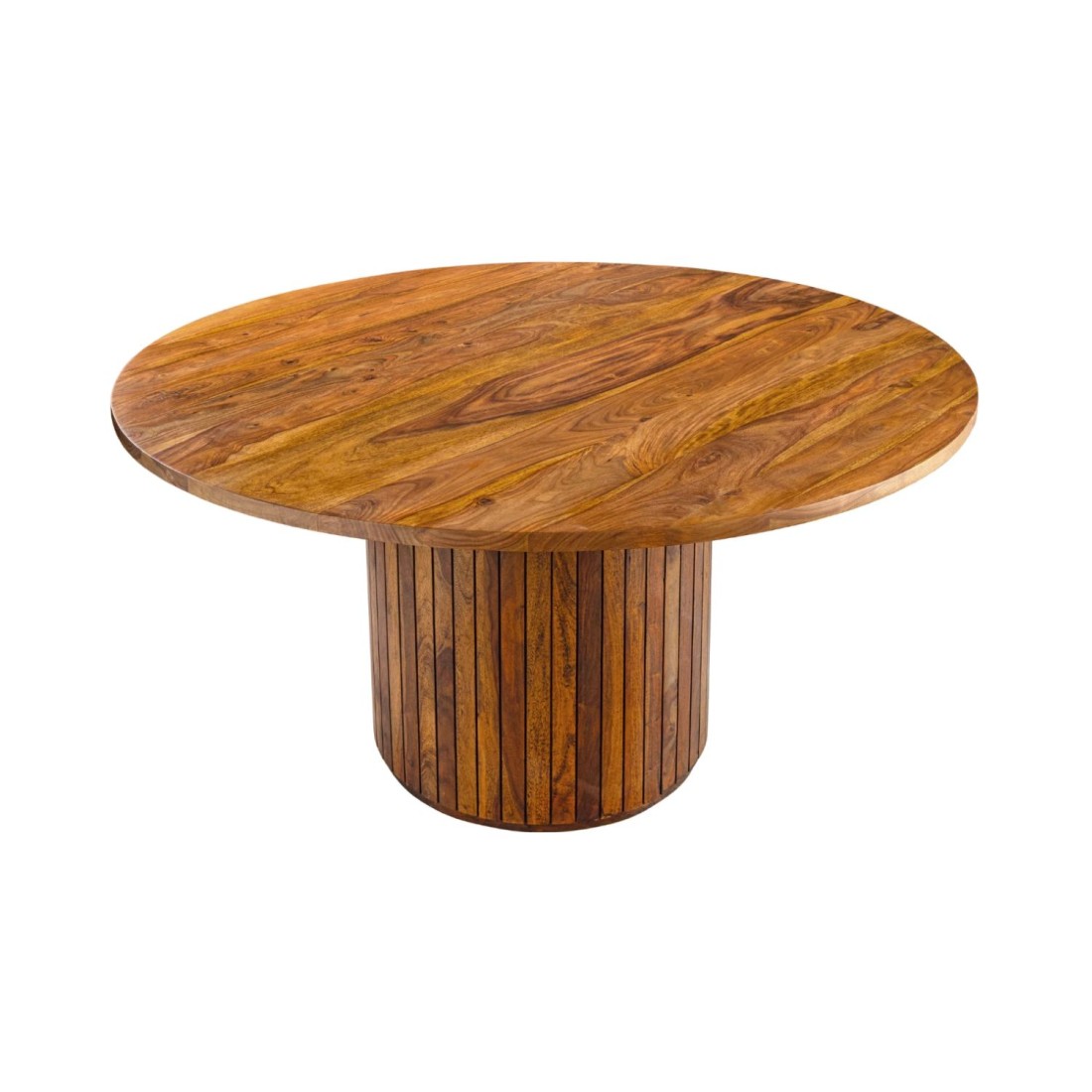 Table de salle à manger YONA ronde 140 cm – Table rustique en bois massif de sheesham