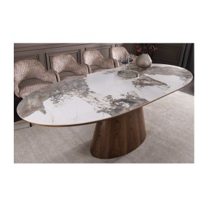 Table LUMEA extensible 160–200 cm – Table contemporaine en céramique et bois de noyer