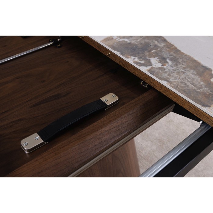 Table LUMEA allungabile 160–200 cm – Tavolo contemporaneo in ceramica e legno di noce