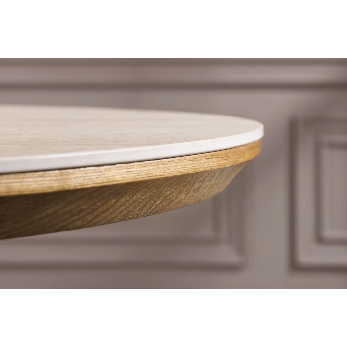 LUMEA uitschuifbaar 160–200 cm – Moderne tafel met travertijn-look keramiek en eiken