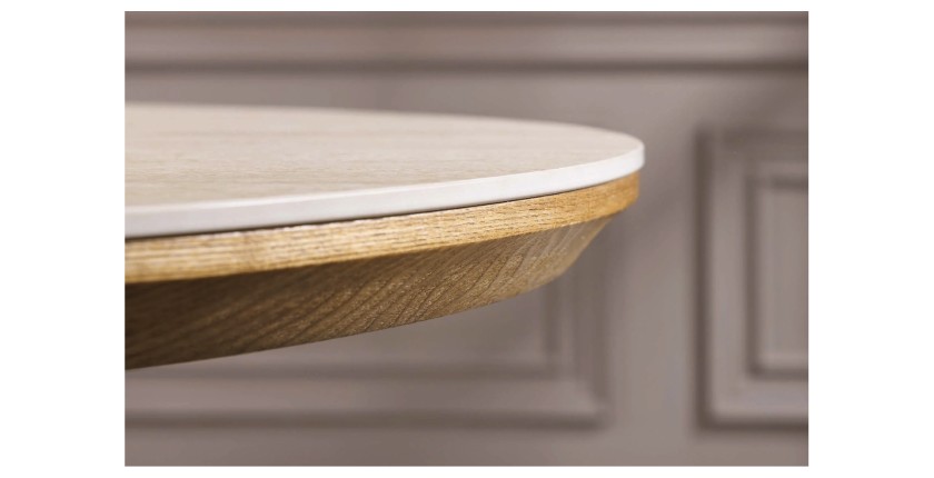 Table LUMEA extensible 160–200 cm – Table contemporaine en céramique aspect travertin et chêne