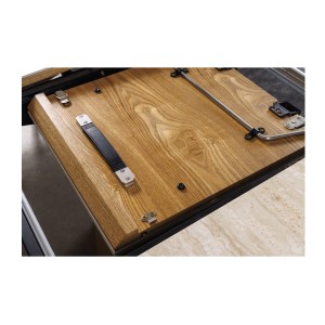 Table LUMEA extensible 160–200 cm – Table contemporaine en céramique aspect travertin et chêne