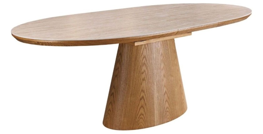 Table LUMEA extensible 160–200 cm – Table contemporaine en céramique aspect travertin et chêne