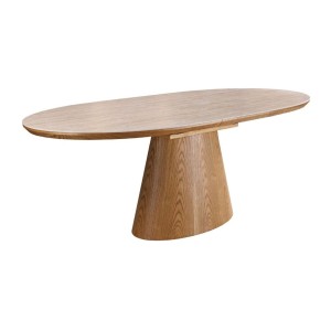 Table extensible LUMEA en bois de chêne et plateau en céramique aspect travertin