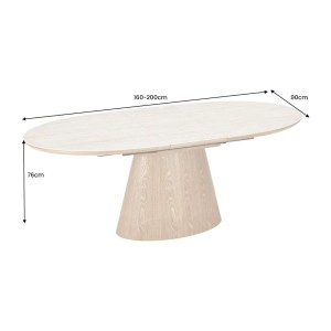 Table LUMEA extensible 160–200 cm – Table contemporaine en céramique aspect travertin et chêne