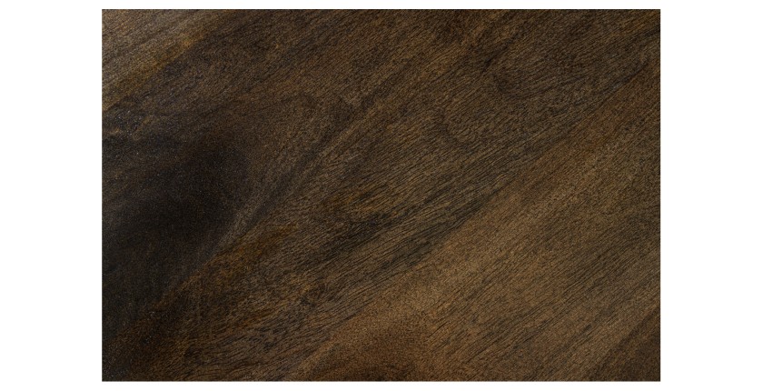 Table de salle à manger LODEN ronde 120 cm – Table industrielle en bois massif de manguier et métal